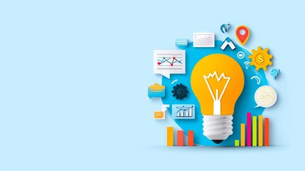 A cutting-edge technology concept featuring a glowing lightbulb and interconnected digital elements symbolizing ideas and creativity.