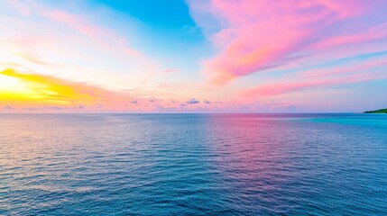 Fototapeta premium A brilliant sunrise above the sea reveals the secrets of health and beauty products.