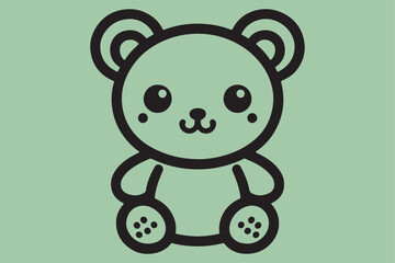 A simple black-and-white line art illustration of a cute teddy bear.