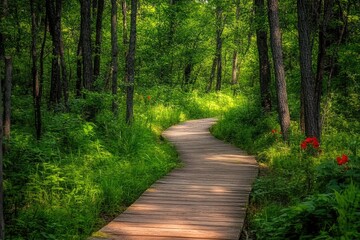 Fototapeta premium Expansive Nature Preserve in Northern Minnesota Showcasing Lush Bogs and Forests During Summer