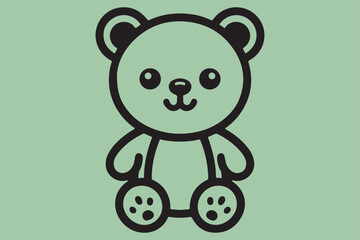 A simple black-and-white line art illustration of a cute teddy bear.