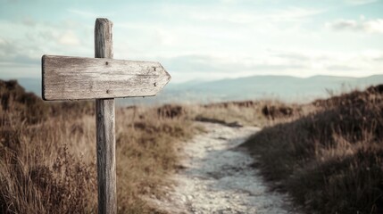 Rustic Signpost by the Trail. Nature&acirc;&euro;&trade;s Guide for Hikers in Scenic Landscape
