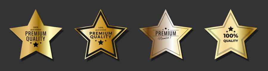 A set of golden glowing stars.Color templates of holographic stickers are a premium product. Vector illustration
