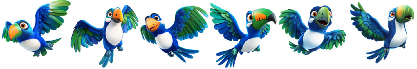 Obraz premium parrot bird - 3d Set on transparent background PNG file