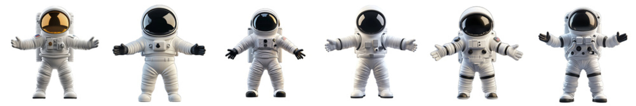 astronaut character in t pose - 3d Set on transparent background PNG file