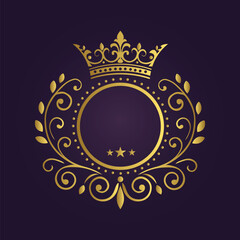 12.epGold Luxury Frame - Elegant Ornate Circle with Crown