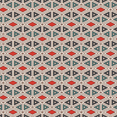 Ethnic, tribal seamless surface pattern. Native americans style background. Repeated diamond, triangles ornament. Geometric figures motif. Boho chic digital paper, textile print. Modern geo wallpaper.