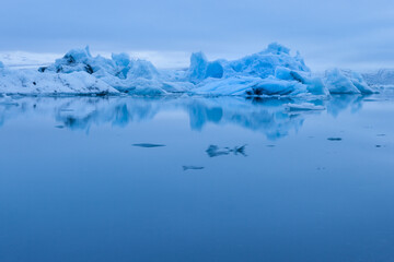 Evening mood at Jokulsarlon glacier lake in Iceland