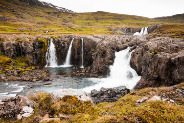 Waterfall Gufufoss in east Iceland