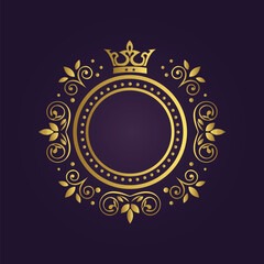 14.eGold Luxury Frame - Elegant Ornate Circle with Crown