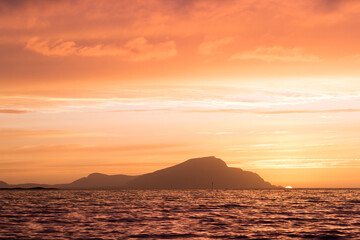 Colorful sunset at the Atlantic coast in Norway