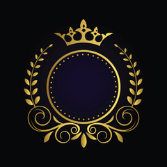 15.epGold Luxury Frame - Elegant Ornate Circle with Crown and Laurel Wreath