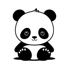 A set of Baby panda vector silhouettes isolated on a white background vector illustration.