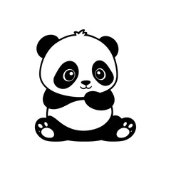 A set of Baby panda vector silhouettes isolated on a white background vector illustration.