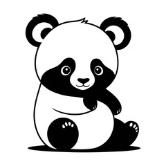 A set of Baby panda vector silhouettes isolated on a white background vector illustration.