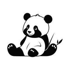 A set of Baby panda vector silhouettes isolated on a white background vector illustration.