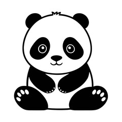 A set of Baby panda vector silhouettes isolated on a white background vector illustration.