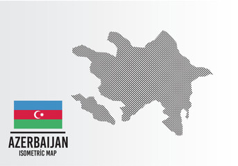 Azerbaıjan flag and map vector