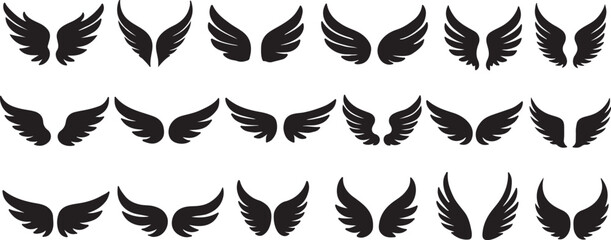 Icon set of elegant wings featuring modern and timeless styles for creative use