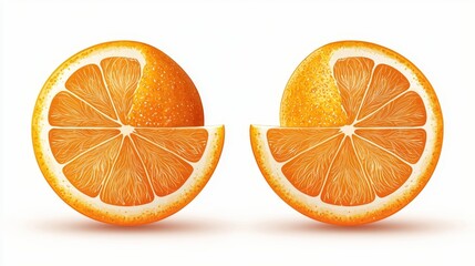 Fototapeta premium A whole orange, realistic illustration, vibrant color, detailed texture, isolated on white background