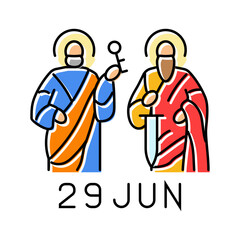 st peter and st paul feast catholic holiday color icon vector. st peter and st paul feast catholic holiday sign. isolated symbol illustration
