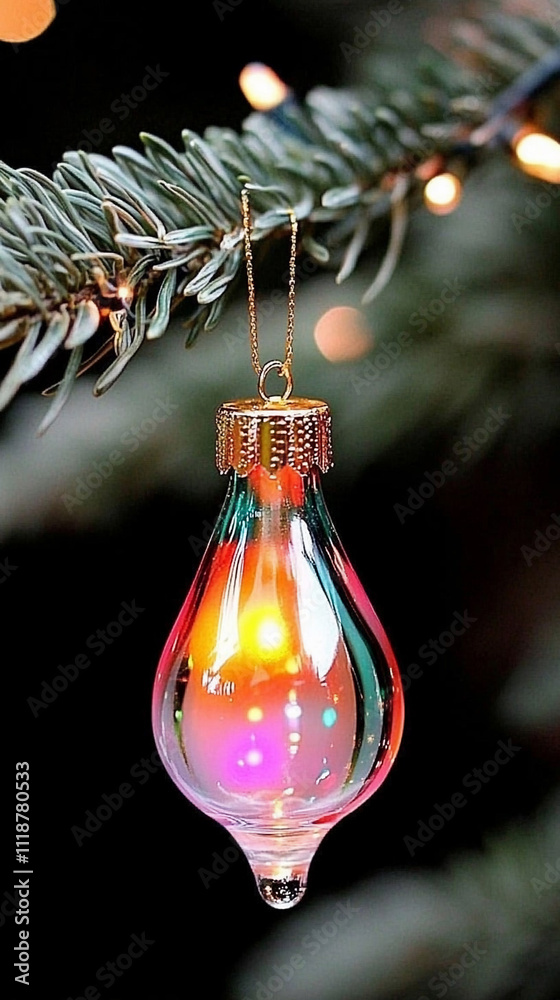 Wall mural Beautiful glass Christmas tree decoration close-up