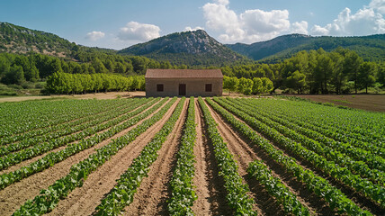 Huerto con plantas de agricultura