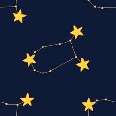 Big Gemini Zodiac Constellations Design Seamless Pattern