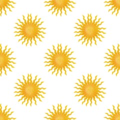 Big Sun Design Seamless Pattern on a White Background