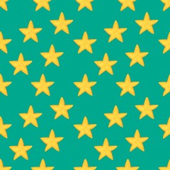 Starry Night Seamless Pattern on a Peacock Background