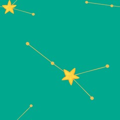 Big Cancer Zodiac Constellations Design Seamless Pattern on a Peacock Background