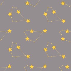 Small Capricorn Zodiac Constellations Design Seamless Pattern on a Gray Background