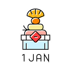 new years day japanese holiday color icon vector. new years day japanese holiday sign. isolated symbol illustration