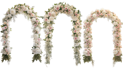 Elegant Floral Arches Adorned With Pale Pink and White Blooms for a Wedding Celebration During Springtime