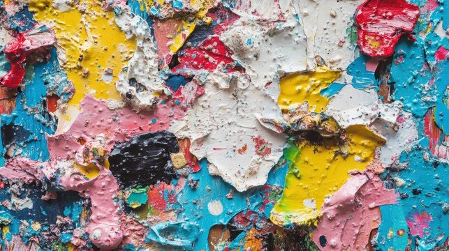Closeup of abstract rough colorful art painting with different colors, colorful acryl art painting, seeping colors, texture