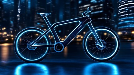 Fototapeta premium Futuristic Electric Bicycle Cityscape