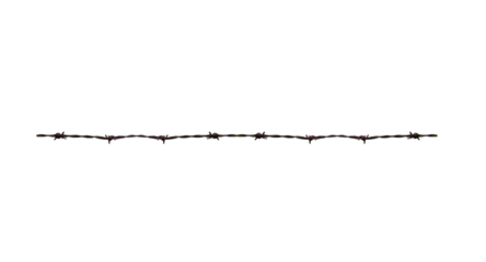 Barbed wire. On isolated transparent background. The width of the fence can be increased by placing copies next to each other.