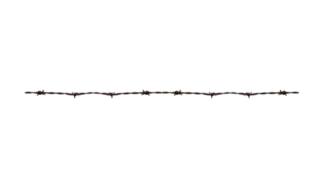 Barbed wire. On isolated transparent background. The width of the fence can be increased by placing copies next to each other.