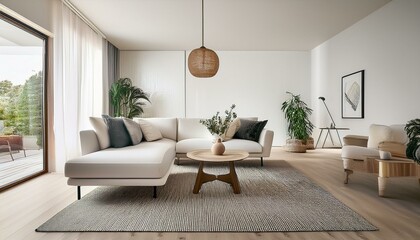 Modern Living Room Design White, Beige, and Gray