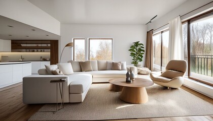 Fototapeta premium White and Neutral Living Room Design Ideas for a Large Home