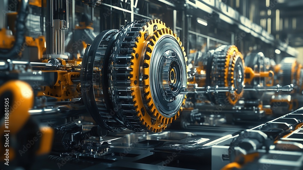 Poster engineers developing ai algorithms to improve the accuracy and speed of factory machinery