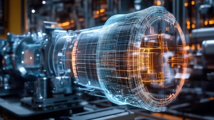 Fototapeta premium Engineers tweaking digital twin models to enhance the efficiency of factory machinery.
