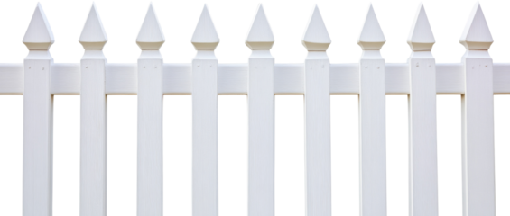 White picket fence with pointed tops, classic home boundary concept