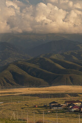 landscape with mountains and clouds