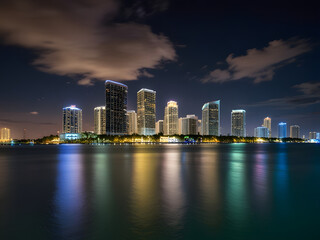 Fototapeta premium Skyline of Miami, Florida - Iconic High-Rises and Coastal Charm