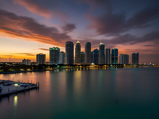 Fototapeta premium Skyline of Miami, Florida - Iconic High-Rises and Coastal Charm
