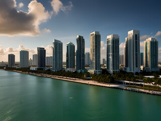 Obraz premium Skyline of Miami, Florida - Iconic High-Rises and Coastal Charm