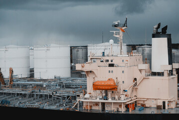 Crude Oil Product Tanker Vessel During Operations At Marine Terminal In Port © I am from Mykolayiv