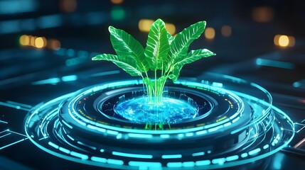 Green Plant Futuristic Technology