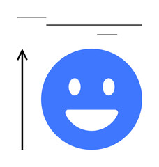 Fototapeta premium happy face upward arrow horizontal lines. Ideal for growth, success, positivity, motivation, achievement, progress, and determination Line metaphor